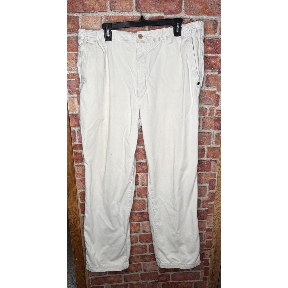 Timberland Mens Chino Pants 42x31 Cream White Straight Leg Cotton Twill Trousers